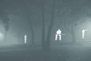 fog scene with thermal imaging glasses